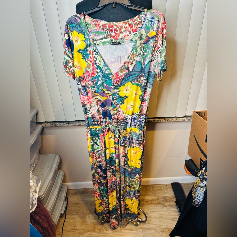 Aguadailha Multicolor Wide Leg Relaxed Jumpsuit Resortwear Vacay Size Medium